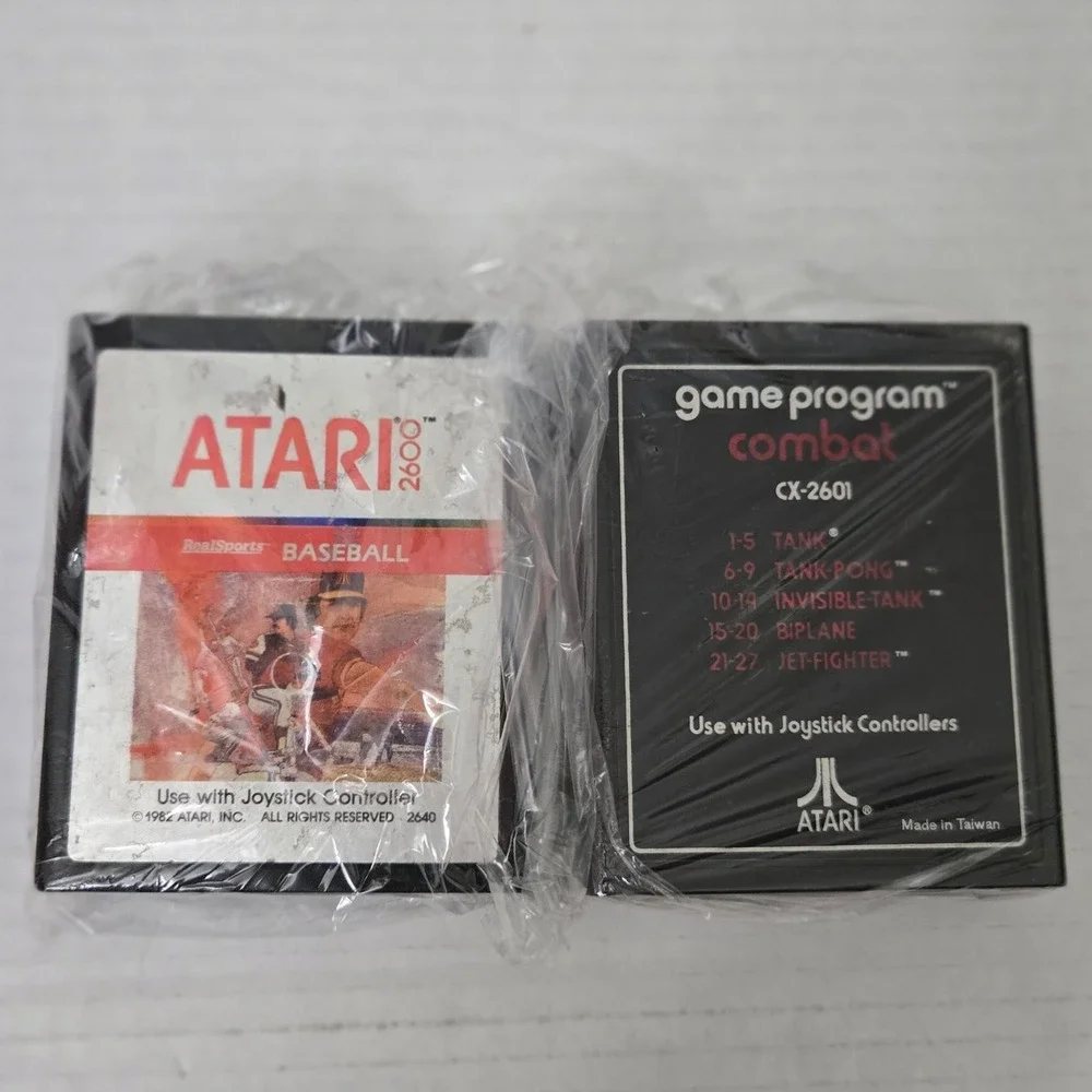 Atari 2600 Game Cartridge Lot Combat CX-2601 Realsports Baseball Black Good